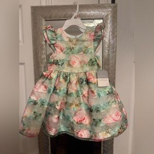 Pippa & Julie Pastel Floral Dress with Ruffle Sleeves